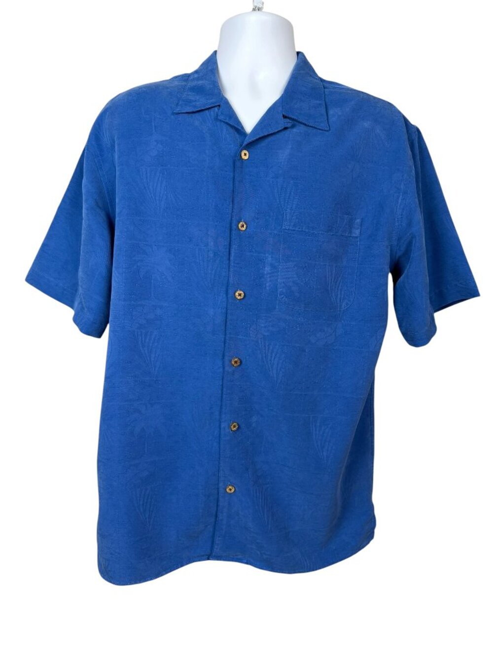 Jos. A. Bank Men's Large Blue Short Sleeve Button-Up Palm Print